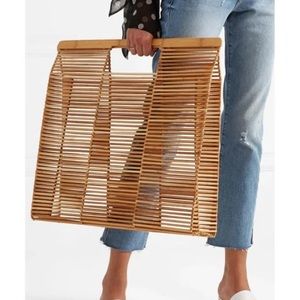 cult gaia bamboo tote multi wood color in box